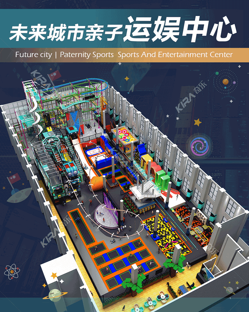 未來城市親子運娛中心是奇樂集團全新打造的室內(nèi)大型親子樂園。